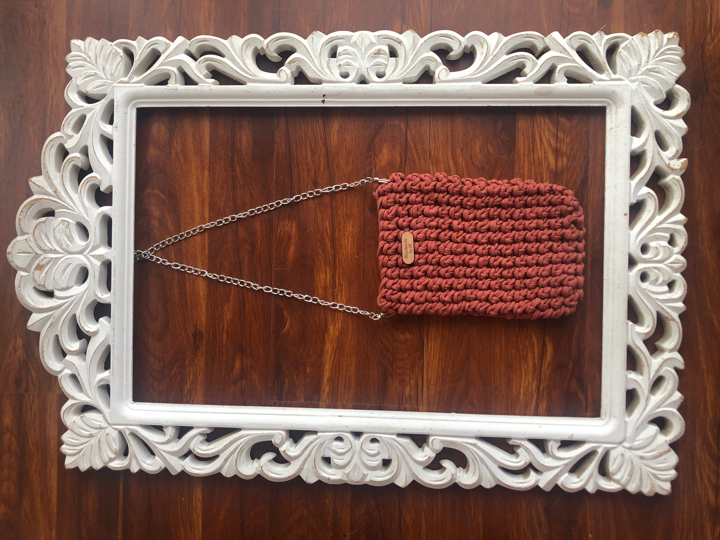 Rust crochet bag