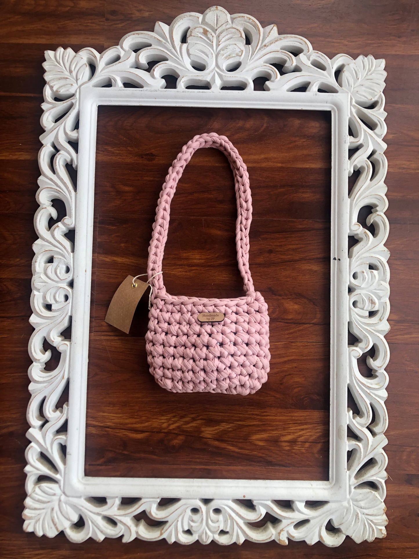 Dusty pink  crochet bag