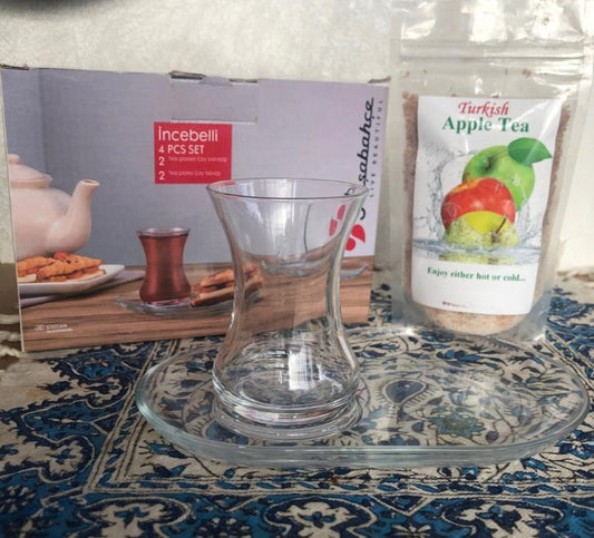 4pcs Turkish glass and tray set