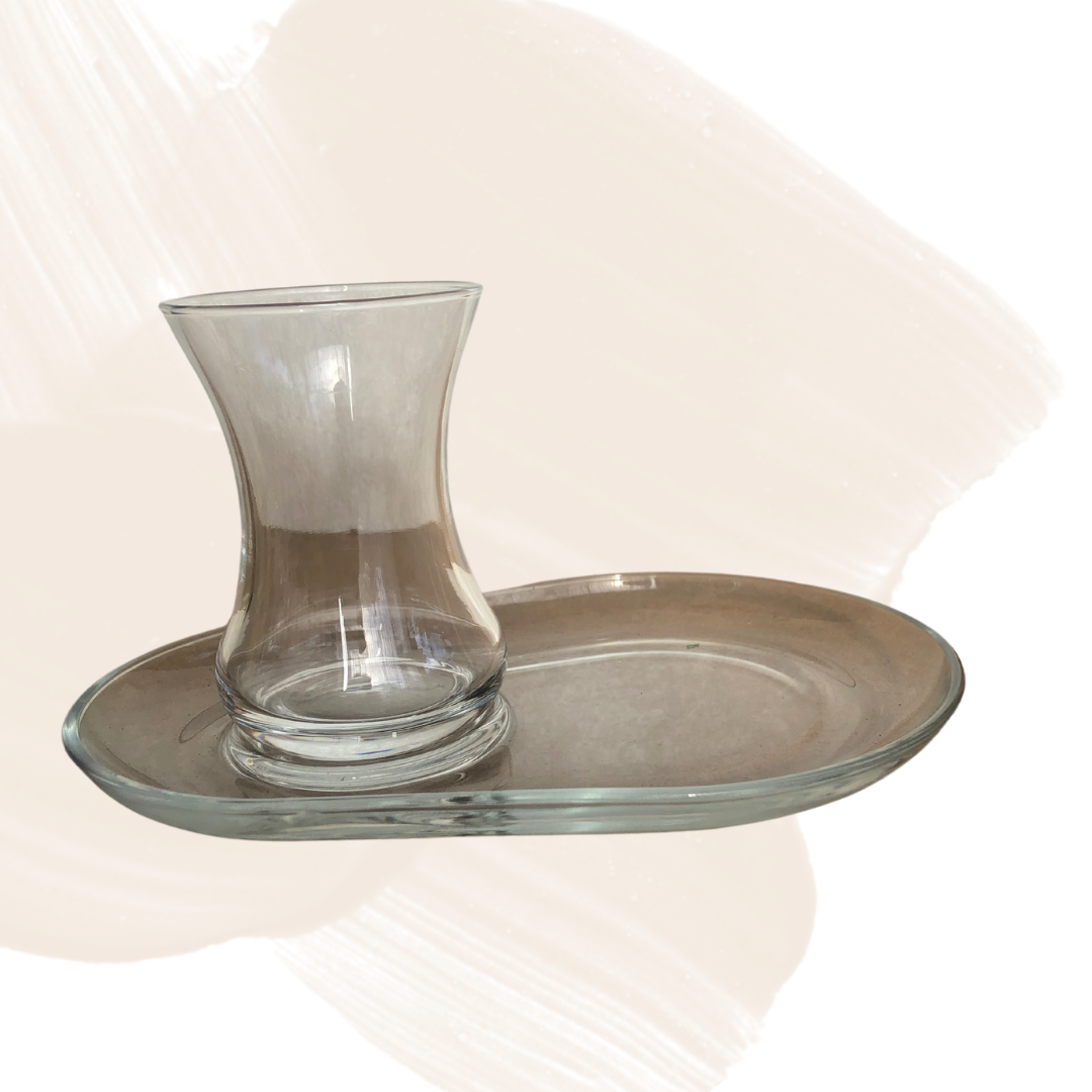 4pcs Turkish glass and tray set