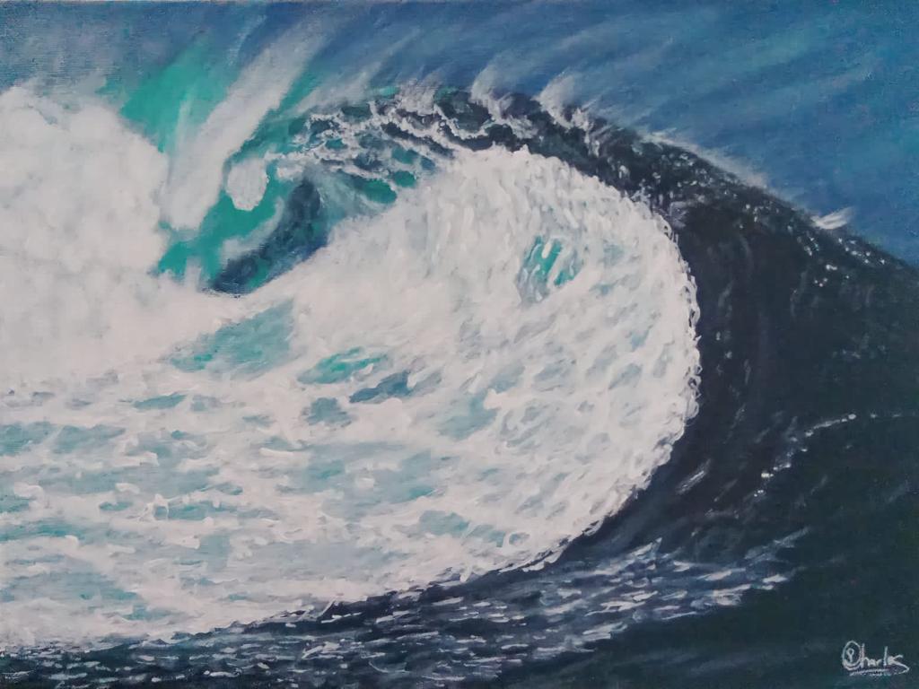 Ocean Waves Canvas Painting - A3