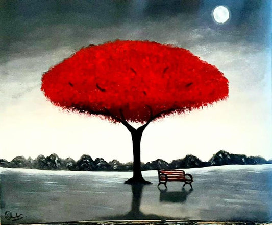 Red Tree Painting on Canvas - A2